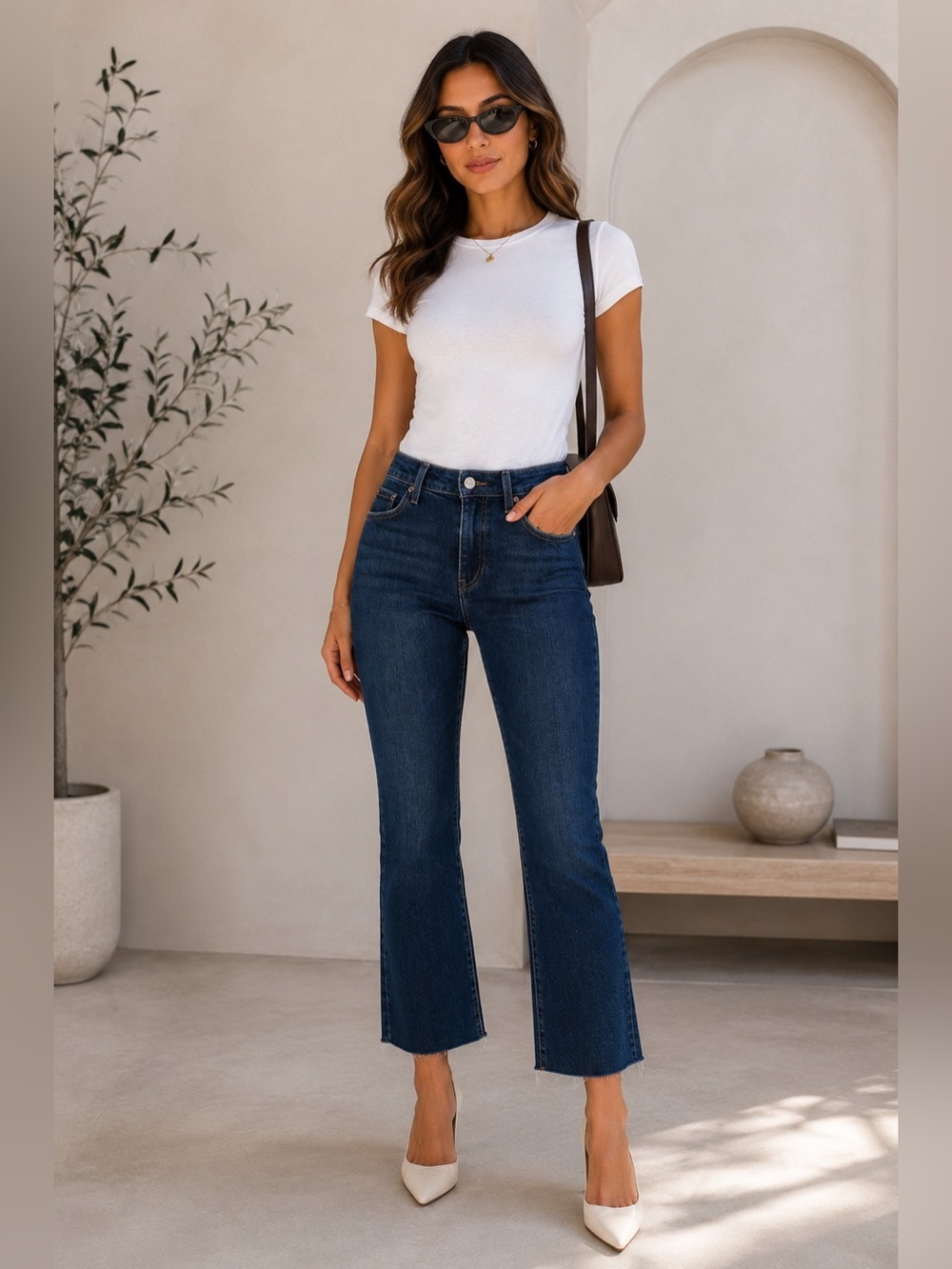 Trave Colette Kick Flare Jeans Dark Wash Cropped Stretch Denim Size 25
